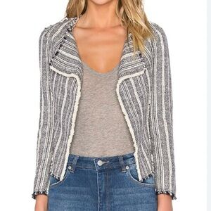 Derek Lam 10 Crosby Angled Lapel Tweed Jacket • Midnight Stripe • Size 4